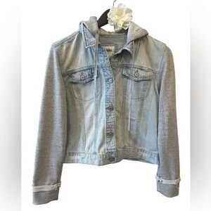 Mudd Denim Hoodie Jacket Y2K Layered Streetwear Tween Girls Youth Large 10-12